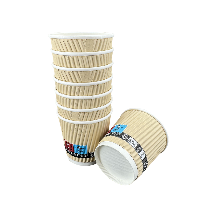 4oz Cupáin Páipéar Caife Inslithe Indiúscartha Ripple Wall